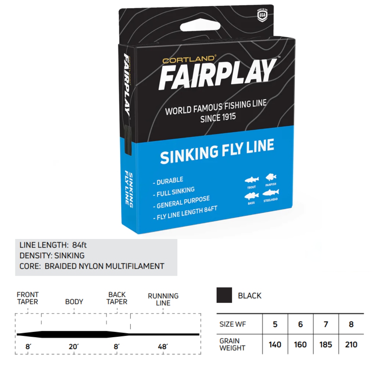 Cortland, Fishing/Fly Fishing Floating Fly Line 84ft (FairPlay Series)  WF7S.
